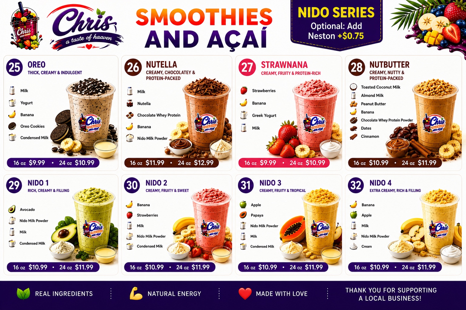 Chris Smoothies and Açaí Smoothies 25–32